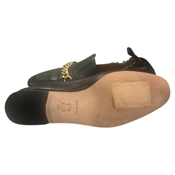 Tory Burch Black and Gold Slip-On Loafers - Picture 9 of 9